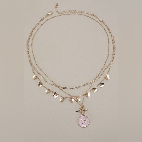 Multi Layer Butterfly Toggle Necklace - Picture 1 of 3